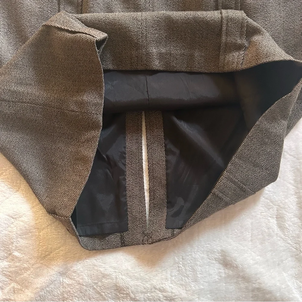 Calvin Klein Wool Blend Brown Herringbone Pencil Skirt Belt Loops Career Size 14